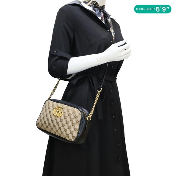 Gucci  Marmont Small Monogram Canvas Camera Crossbody Bag Beige 447632 - Picture 2 of 14